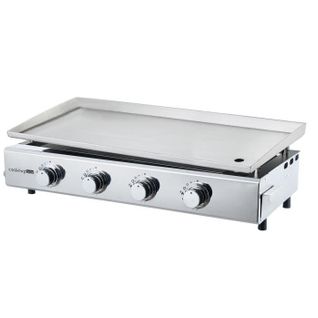 Plancha à Gaz - 4 Feux - Brasilia - Tout Inox - Surface Cuisson - XXL - 84 X 34 Cm