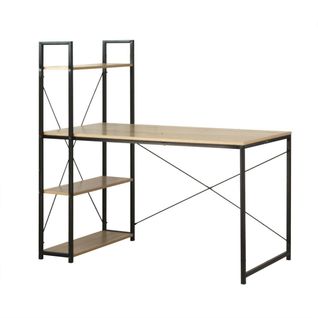 Bureau Style Industriel Avec 4 Etagères L120 Cm - Bois Clair
