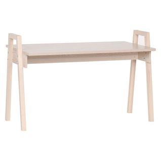 Bureau Décor Bois Et Pieds En Chêne Massif L128 Cm - Beige