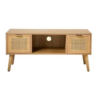 Meuble TV 2 Tiroirs Façades Rotin - L100 Cm
