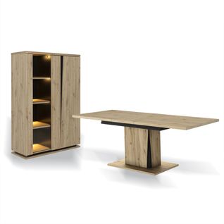 Ensemble Vaisselier 2 Portes Et Table à Manger Extensible