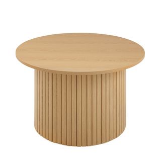 Table Basse Ronde Avec Pied à Lattes Décor Bois H40 Cm