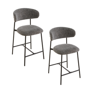 Lot De 2 Tabourets En Tissu Chiné Et Pieds En Métal H94 Cm