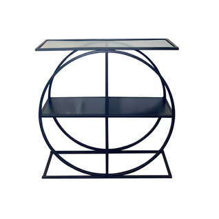 Console Plateau En Verre Fumé Et Pied Circulaire En Métal L80 Cm