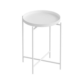 Bout De Canapé Avec Plateau à Rebord Rond En Métal H56 Cm