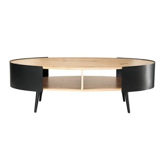 Table Basse Ovale Avec Flancs En Métal Noir L120 Cm