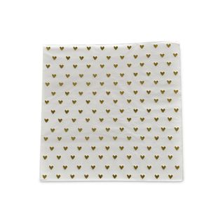 Lot De 20 Serviettes En Papier Coeurs - 33x33 Cm - Doré
