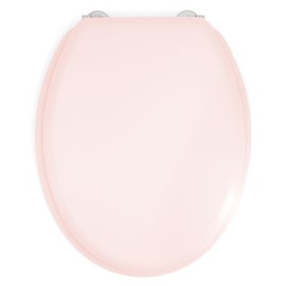 Design Abattant Wc Dolce - Charnieres Inox - Bois Moulé - Rose Crystal