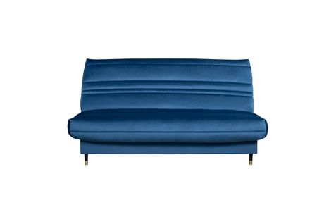 Banquette Clic-clac Goldy 120x190, Matelas Simmons, Velours Bleu