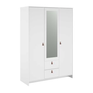 Garde-robe Minty 137cm, 3 Portes 2 Tiroirs - Blanc
