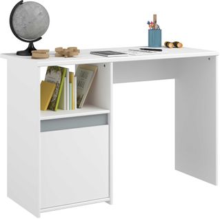 Bureau Rue 110cm Avec Armoire - Blanc/gris Ou Blanc/rose