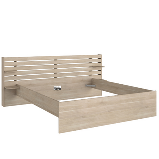 Lit Double Tokio 180x200 Cm - Décor Chêne / Blanc