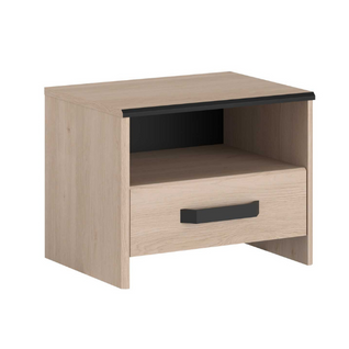Table De Chevet Alma Avec Tiroir De Rangement - Décor Chêne/noir