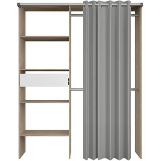 Dressing Avec Rideau - Gary - Décor Chene - 143,5 X 47,9 X 201,9 Cm