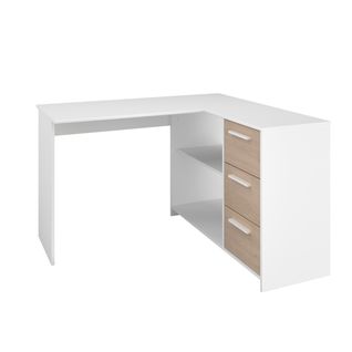 Bureau d'angle INFINITY imitation chêne et blanc