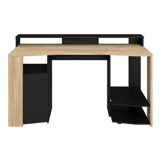 Bureau Gamer LED META imitation chêne et noir