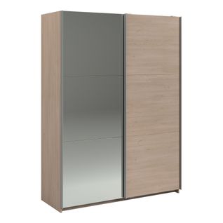 Armoire 2 portes couli. L.150 SWING imitation chêne et miroir