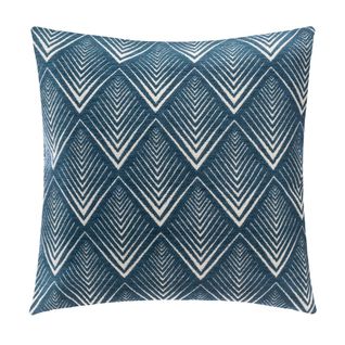 Housse De Coussin Chenille Géométrique Bleu 40x40 Cm
