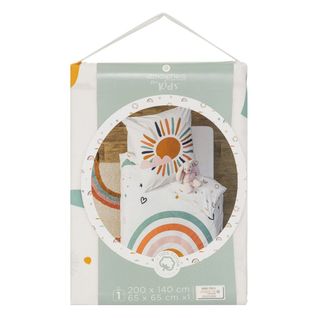 Housse De Couette Enfant 140x200 Arc En Ciel + Taie Coton