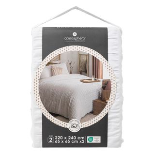 Housse De Couette 240x220 Seersuck + 2 Taies Polycoton