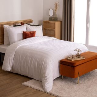 Housse De Couette 260x240 + 2 Taies Coton Satiné Blanc