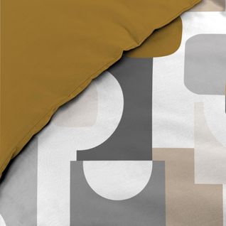 Housse De Couette 240x220 + 2 Taies Geomelo Ocre