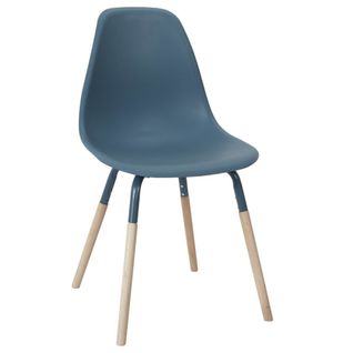 Chaise Scandinave Bois Et Métal Bleu