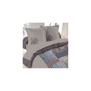 Housse De Couette 260x240 Ecorce + 2 Taies Coton 57 Fils