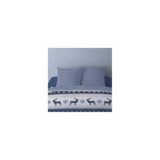 Housse De Couette 240x220 Fenris Bleu + 2 Taies Matière Polaire