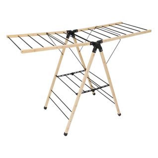 Etendoir à Linge 13m Noir Et Bambou