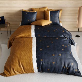 Housse De Couette 240x220 Bel Or + 2 Taies Coton 57 Fils
