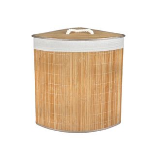 Panier à Linge D'angle En Bambou Avec Couvercle