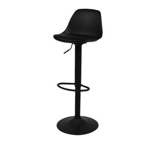 Tabouret De Bar Avec Coussin Effet Cuir Noir