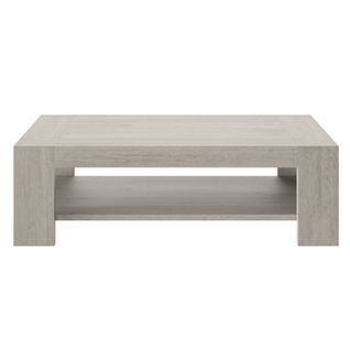 Table Basse Rectangulaire Effet Bois Chêne Gris Clair Double Plateau