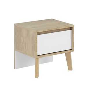 Chevet 1 Tiroir Blanc Larvik - Chêne Blond
