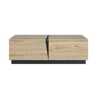 Table Basse 1 Tiroir 1 Niche  L114 Cm - Décor Chêne Et Noir