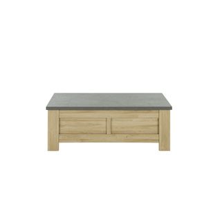 Table Basse Effet Bois Chêne Clair Avec Rangement Coulissant