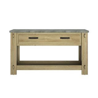 Console 1 Tiroir Effet Bois Chêne Clair Finition Laquée Noire