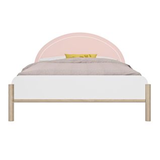 Lit 120cm X 200cm Effet Bois Rose Avec Éclairage LED Intégré