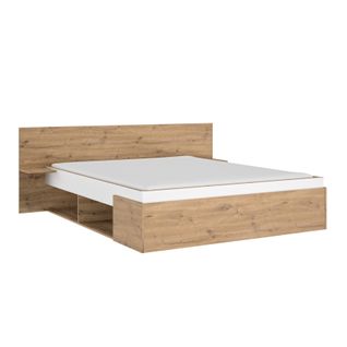 Lit 140x190 cm ANIS imitation chêne et blanc