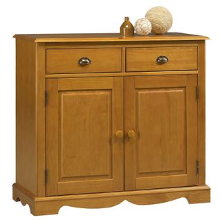 Buffet Pin Miel 2 Portes 2 Tiroirs 2 Niches Style Anglais L 101 H 90 P 42 Cm
