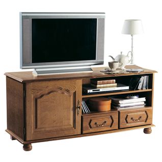 Meuble TV Bas 1 Porte 2 Tiroirs En Chêne - Quimper