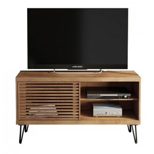 Meuble TV 50 Pouces 1 Porte Coulissante 3 Niches L 120 H 65 P 33 Cm