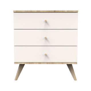 Commode 3 Tiroirs Avec Pieds Bois Décor Vanille