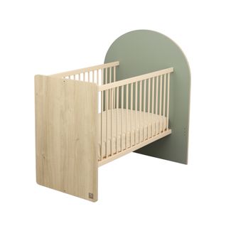 Lit Bébé Évolutif 120x60 En 90x190 - Décor Bois Chêne Sépia Forme Arche