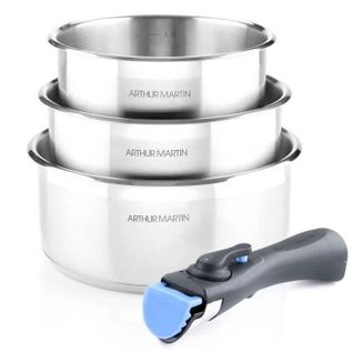 Set De 3 Casseroles 16-18-20 Cm Am3710 - Acier Inoxydable Tous Feux Dont Induction