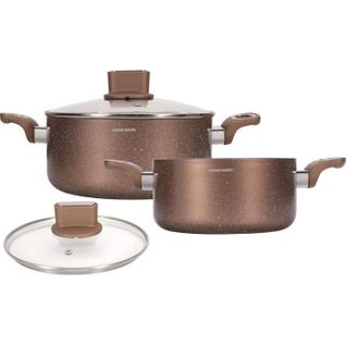 Set De Marmites - Am9820 - 20-24 Cm Avec Couvercle En Verre - Aluminium - Tous Feux Dont Induction