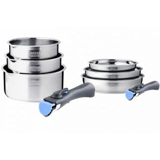 Batterie De Cuisine Inox 8 Pièces Avec 2 Manches Amovibles  Am2687