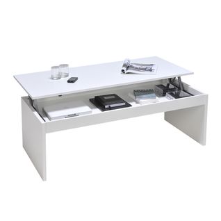 Table Basse 120cm Plateau Relevable Darwin Blanche