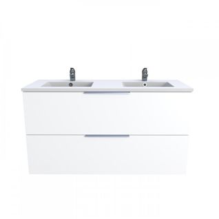 Meuble Sous-vasque 2 Tiroirs Malaga 120 Cm + Vasque / Blanc